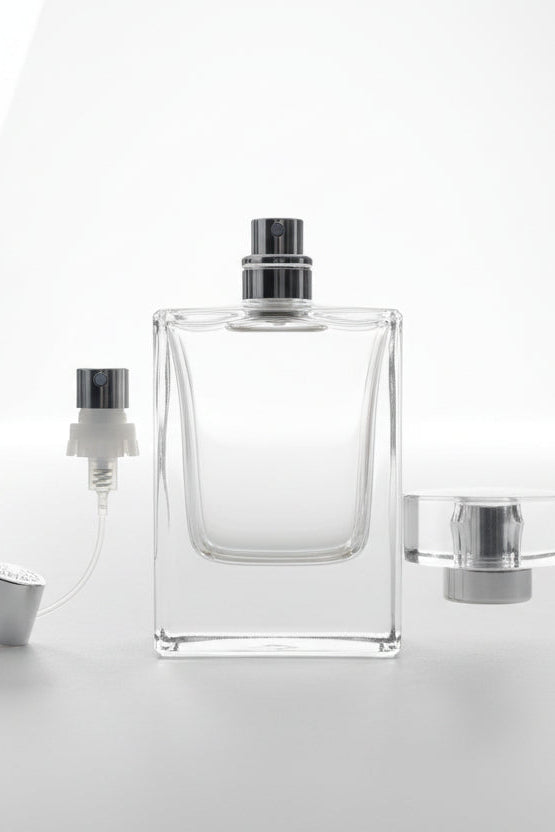 Clear glass empty perfume bottle 1.7 fl oz