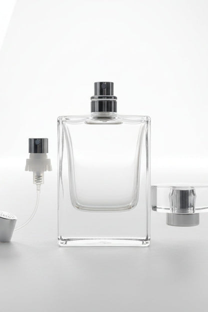 Clear glass empty perfume bottle 1.7 fl oz