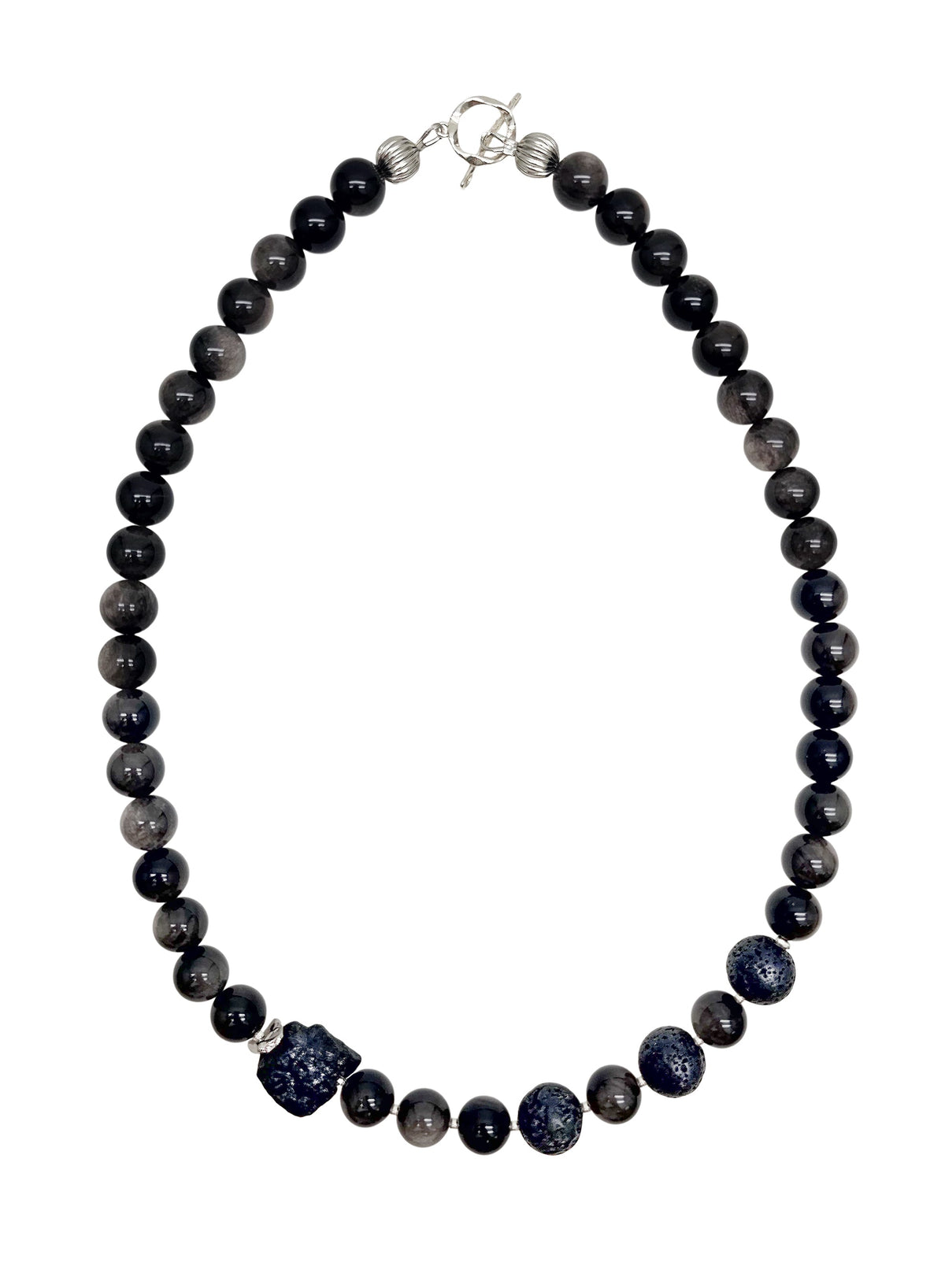 Obsidian With Black Lava Stone Men's Necklace MEN15-1